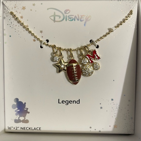Disney Jewelry - Disney Necklace,Mickey Mouse necklace,Disney Gold and Red Charm Necklace
